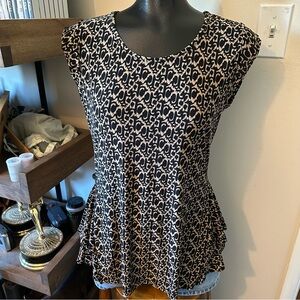 Expected by Lilac Black and Tan Abstract Maternity Blouse